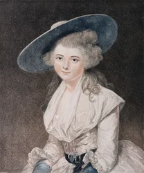 The Honorable Miss Bingham (d.1831) gravert av Francesco Bartolozzi (1727-1815) utgitt av E. M. Diemar, 1786 (stippgravering)