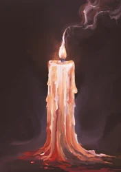Flammen fra et smeltende stearinlys
