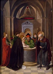 Omskjæring av Jesus, av Josse Lieferinxe (død før 1508)