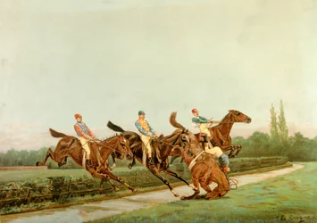 Hester og jockeyer, 1900-tallet (illustrasjon)