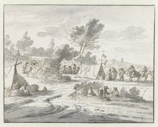 Utsikt over et leir av Army of Willem III nær Lembeek, Flamsk-Brabant
