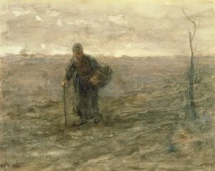 Gammel kvinne på heia