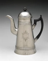 Kaffekanne, ca. 1814-1825 (tinn, tre)