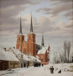 Gate i Roskilde. I bakgrunnen katedralen