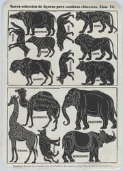 Ark 10 med figurer for kinesiske skyggedukker, 1859.