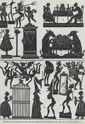 Ark 11 med figurer for kinesiske skyggedukker, 1859.