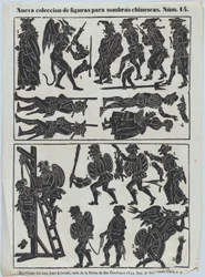 Ark 14 med figurer for kinesiske skyggedukker, 1859.
