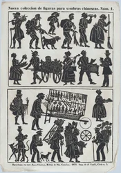 Ark 1 med figurer for kinesiske skyggedukker, 1859.