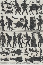 Ark 2 med figurer for kinesiske skyggedukker, 1859.