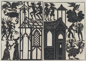 Ark 5 med figurer for kinesiske skyggedukker, 1859.