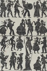 Ark 7 med figurer for kinesiske skyggedukker, 1859.