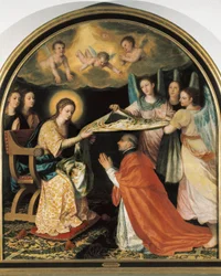 Presentasjon av Chasuble ved Saint Ildefonso Maleri av Juan Sanchez Cotan (1561-1627) Olje på lerret Granada, Granada Museum of Fine Arts.
