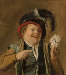 En kortspiller (olje på panel)