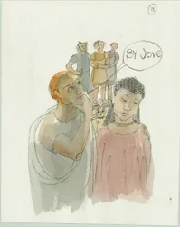 Marcus og Julia med håndverksmesteren og hans to arbeidere, 2003.