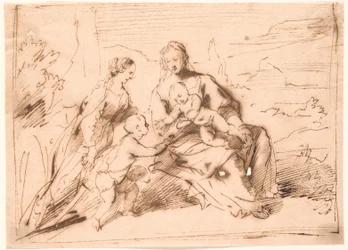 Maria med barna Jesus og Johannes og en helgen