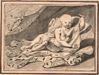 Putti, tilbakelent på hermelinmantel