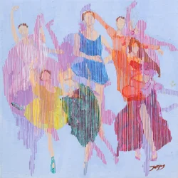 Fargerike ballettdansere