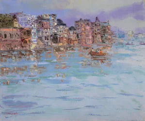 Morgen ved elven i Varanasi