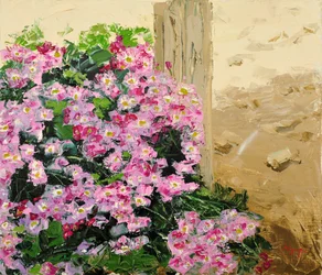 En fargerik rosa hage