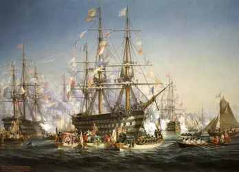 Napoleon III ønsker dronning Victoria velkommen i Cherbourg, Frankrike, 5. august 1858