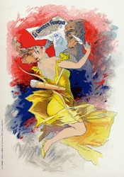 Litteratur. Avisen Le Courrier Francais. Allegori av Jules Cheret, Frankrike, ca. 1890 (plakat)