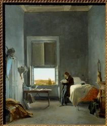 Kunstneren på rommet sitt på Villa Medici