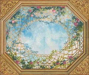 Design for et tak malt med skyer, espalier og roser, andre halvdel av 1800-tallet. Skapere: Jules-Edmond-Charles Lachaise, Eugène-Pierre Gourdet.