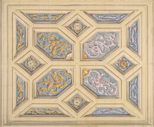 Design for et innkapslet tak dekorert med rinceaux, 1840-97. Skapere: Jules-Edmond-Charles Lachaise, Eugène-Pierre Gourdet.