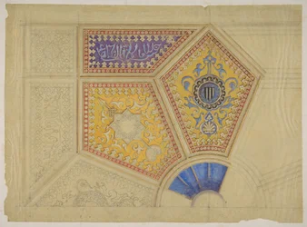 Design for malt dekorasjon av et innkapslet tak, andre halvdel av 1800-tallet. Skapere: Jules-Edmond-Charles Lachaise, Eugène-Pierre Gourdet.