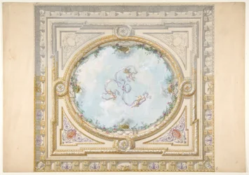 Design for et tak i rokokkostil med en trompe loeil oculus