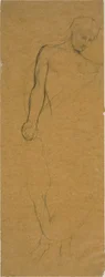 Studie av en stående drapert figur