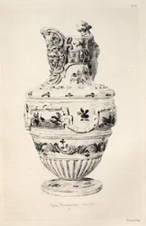 Keramikkunstens historie: En beskrivende og filosofisk studie av keramikk fra alle tidsaldre og alle nasjoner: Spania: Talavera de la Reina - fajanse - kanne (Tavle X)