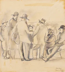 Group of Men, New York, 1918 (wc og blyant på papir)
