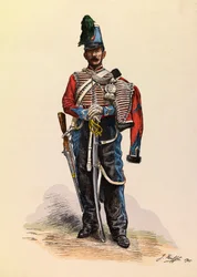 Portrett av en brigadehussar av Jules Rouffet (1862-1931) ca. 1845, privat samling