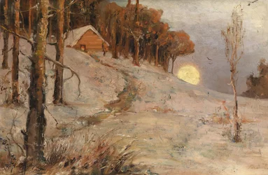 Vinterskog i en stråler av kveldssol, 1902