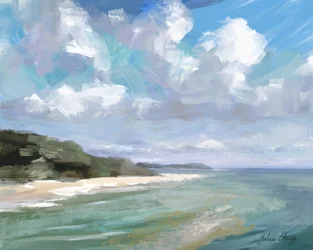 Fredelig strandbilde