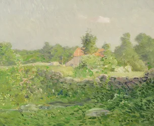 Landskap og gård, ca. 1895 (olje på lerret)