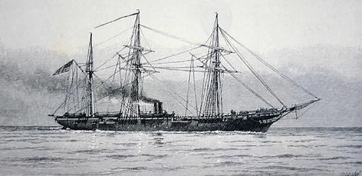 US Sloop of War "Kearsage" fra den føderale marinen (gravering)