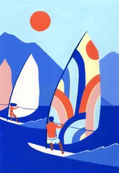 Spennende windsurfing på havet