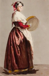 Italiensk kvinne med tamburin