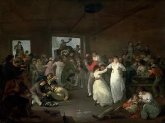 Bombance av sjømenn, scene i en taverna i Portsmouth (England). Olje på tre