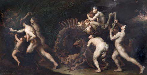 La Carcasse : A Witch Being Drawn On The Skeleton Of A Monster, før ca. 1620 (olje på kobber)