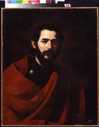 Apostelen Saint James the Greater (apostelen Saint James the Great). Portrett av Jacques de Zebedee, en av Kristi tolv disipler. Maleri av Jose de Ribera kalt il Spagnoletto ""spanjolen"" (1591-1652). Olje på lerret. Spansk kunst, barokkstil. R