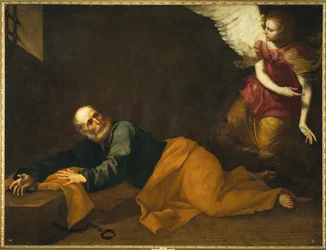 Sankt Peter frigjort av en engel (maleri på lerret)