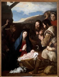 Hyrdenes tilbedelse, maleri av Jose de Ribera dit il Spagnoletto "" den spanske""" (1591-1652)