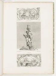 Ornamentpanel med skjellfontene flankert av kranser og volutter, pl. 22 i Oeuvre de Juste-Aurèle