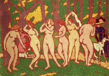 Nakenstudier i en park, 1910