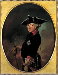 Portrett av Frederic II av Preussen (1712-1786) Maleri av K. Beeskow (1800-tallet). 1800-tallet. Orleans. Musee Des Beaux Arts - Portrett av Fredrik II av Preussen (1712-1786), kalt Fredrik den store. Maleri av K. Beeskow (1800-tallet). 1800-tallet