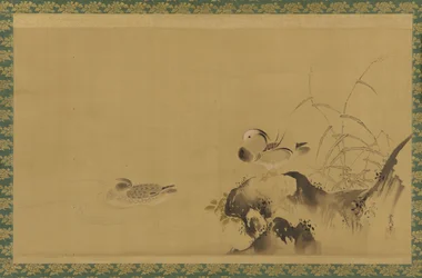 Mandarinender i et landskap, Edo-perioden, midten av 1600- og begynnelsen av 1700-tallet.