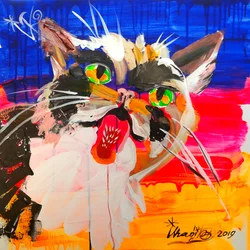 Fargerik, abstrakt katt